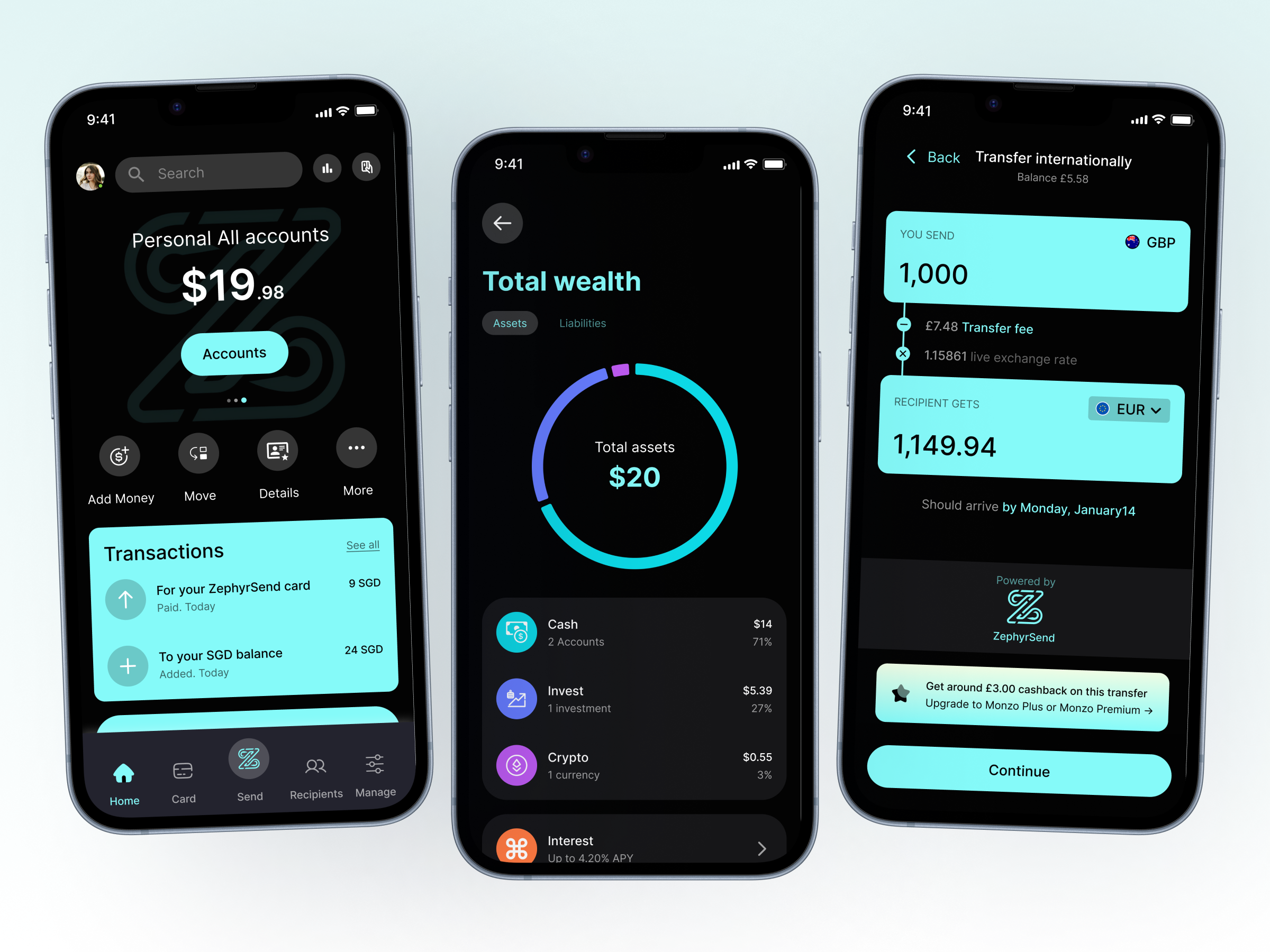 Finance App UI – Mobile Banking UI Concept appdesign banking app finance app financeapp fintech minimal ui mobileui money transfer app online banking app personal finance ui ux