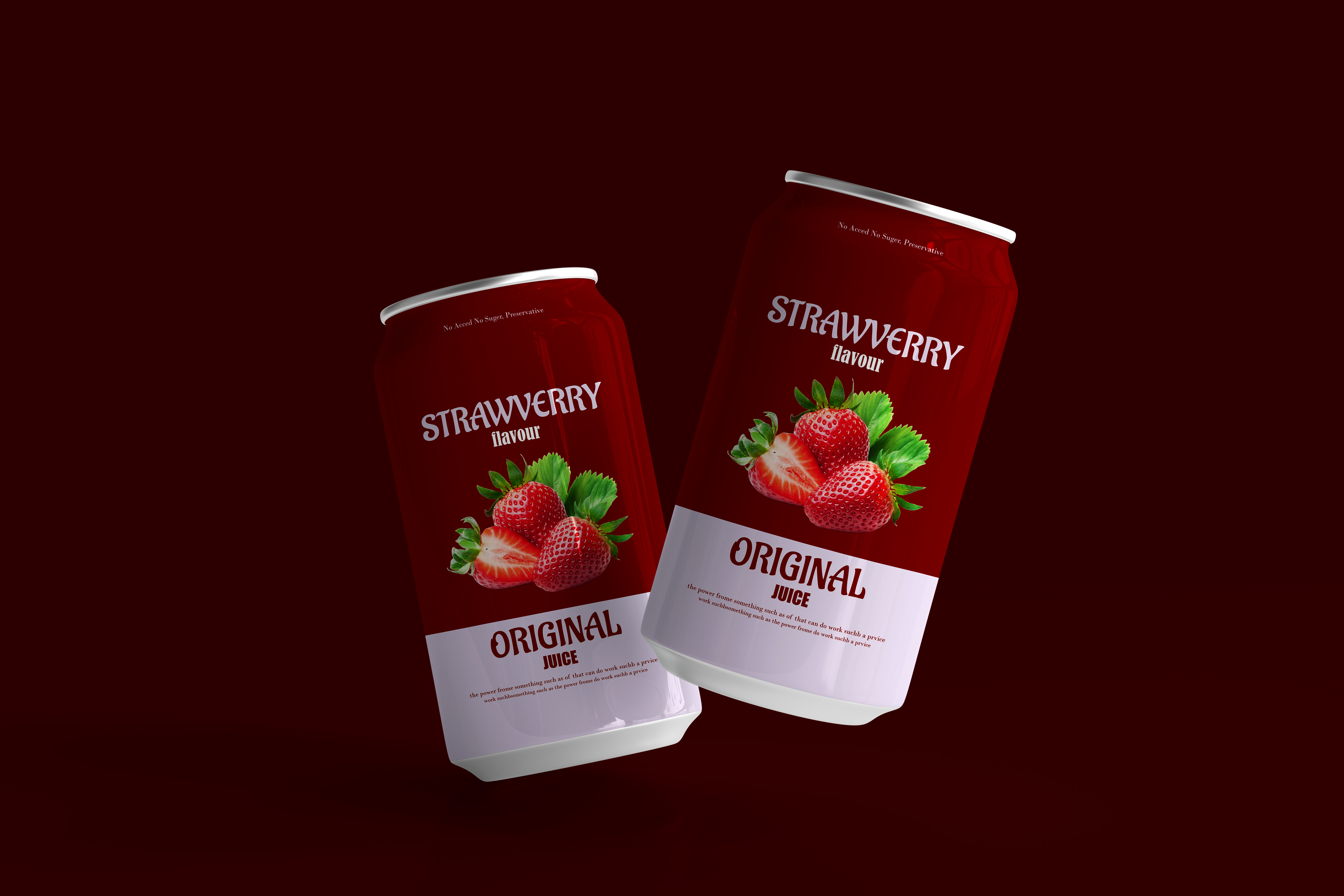 Strawberry Juice Can Packaging Design – Modern Beverage Branding beverage packaging can design graphic design juice packaging label design minimal design modern packaging packaging design strawberry juice