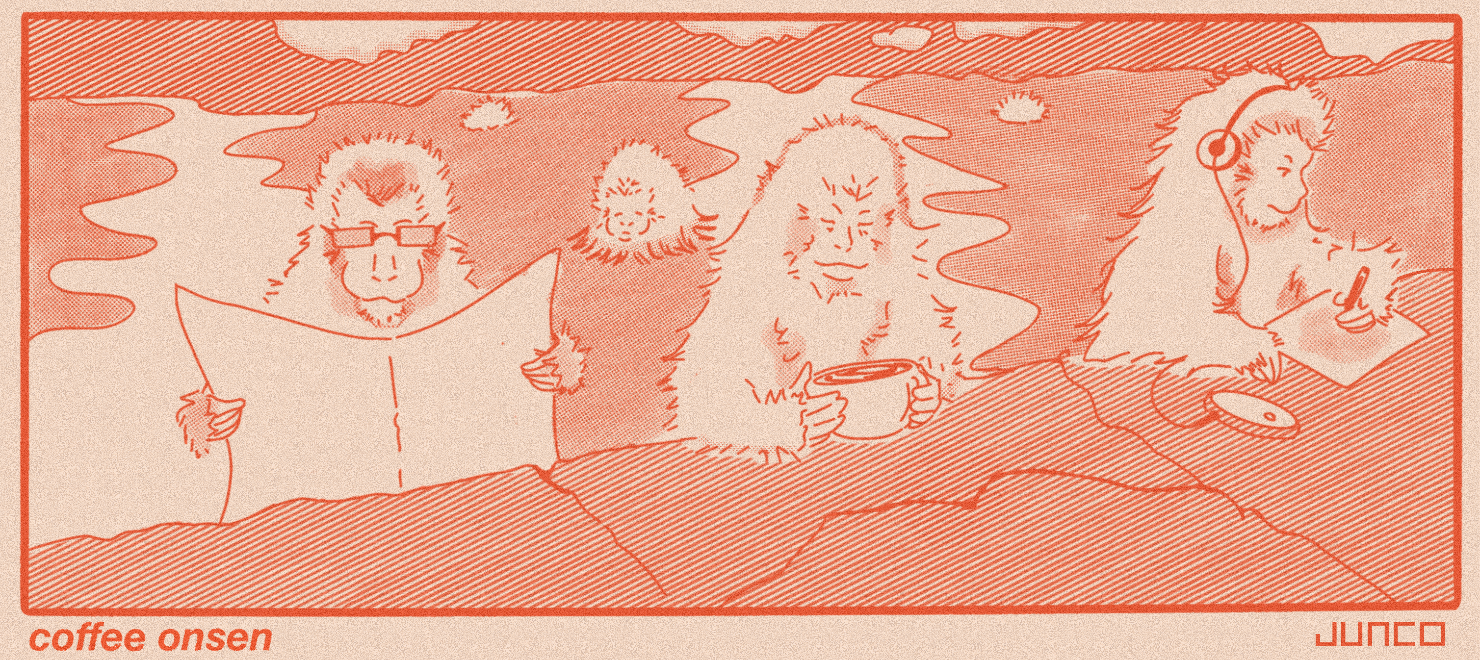 Coffee Onsen branding design drawing freehand graphic design illustration procreate