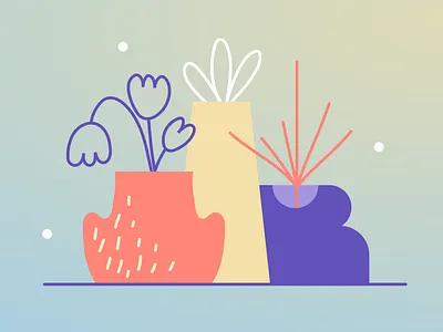 Floral Still Life floral flowers gradient illustration still life vases