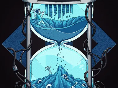 AvsE - Hourglass art artwork branding cyber cyberpunk design digital art gamer gaming graphic graphic design hourglass illustration merch science fiction streamer streaming tech tshirt
