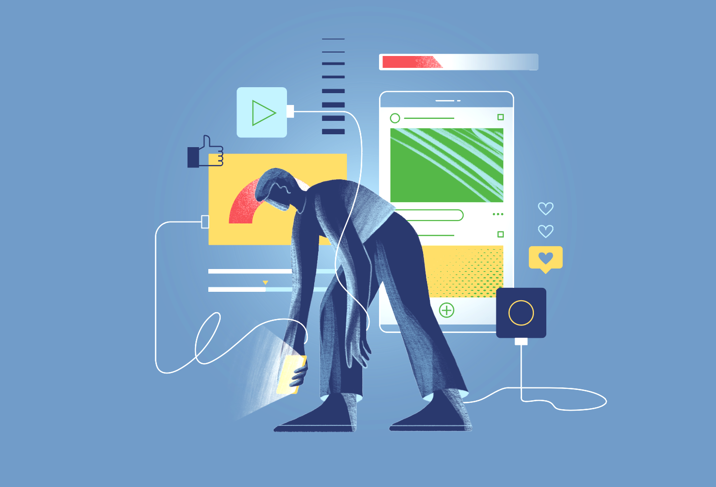 The Affects of Technology apps character depleted draining illustration technology unplugged