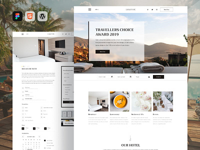 Hotel design template for Luxury Hotels and Resorts bootstrap design figma graphic design hotel landing page template theme ui wordpress