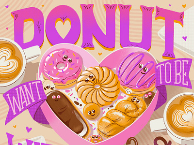 Punny Donut Valentine's Illustration art digital art food graphic design illustration illustrator procreate typography valentines day