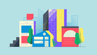 Tech City city illustration scene technology texture