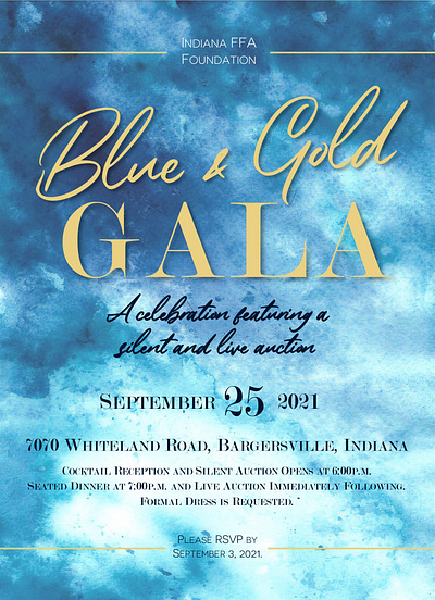 Blue & Gold Gala Invitations graphic design invitations