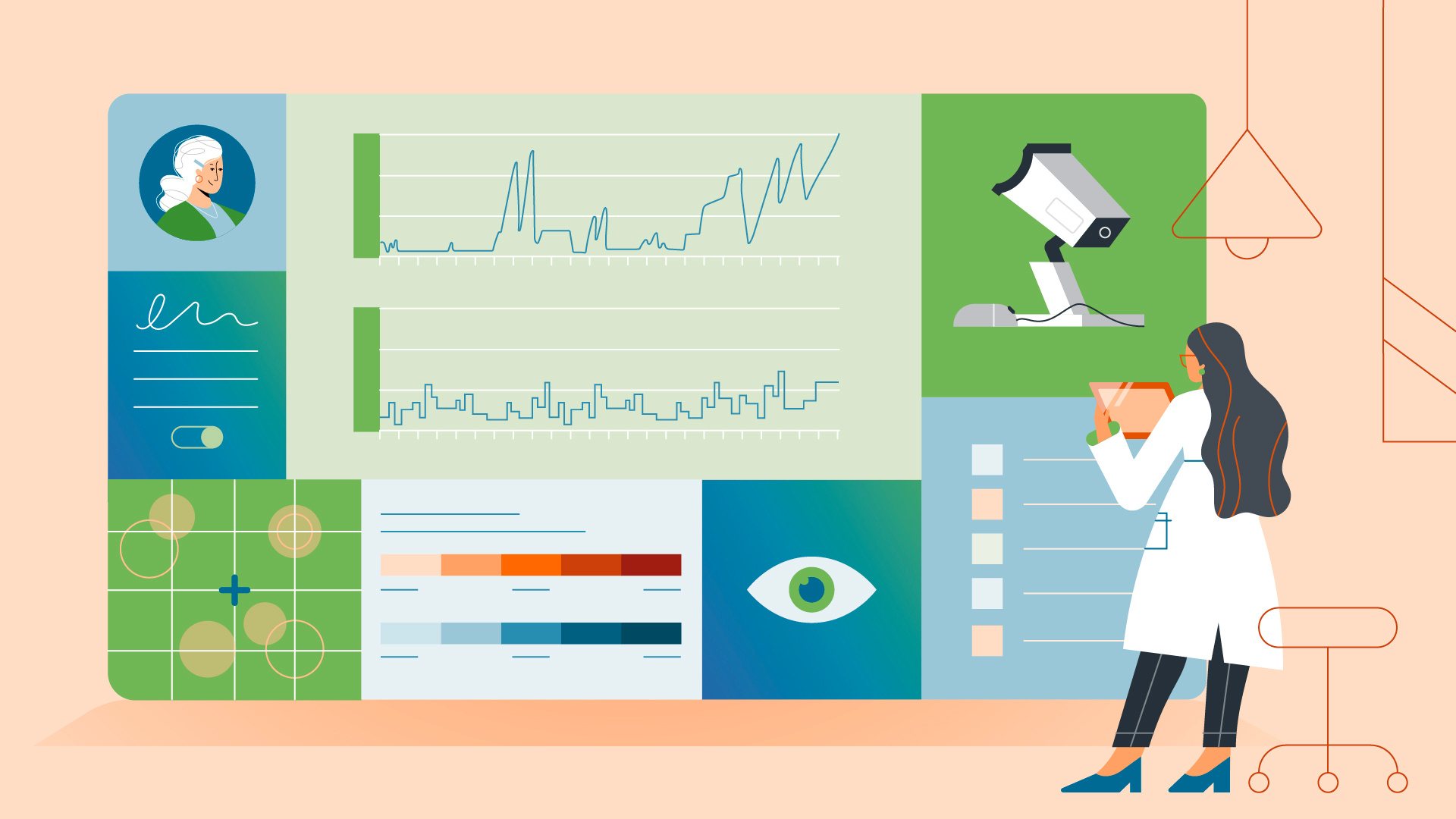 Eye Clinic character doctors doctors office equipment eye doctors illustration