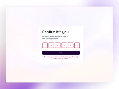 Secure Sign-In · Verification Screen · Confirm It’s You · 2FA 2fa design authentication ui clean design clean interface dashboard figma design fintech ui gradients login flow otp verification product design saas ui security ux ui user experience ux ux ui design web app design