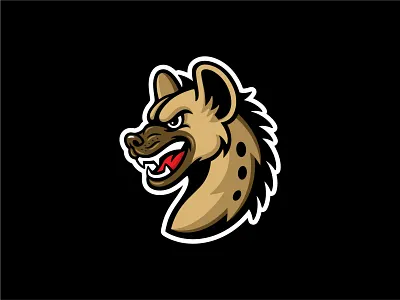Hyenas Logo athletic baseball black bold boys children hair hyena illustration kids logo mark outline red shadow strong tan team teeth