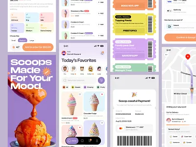 Creamy — Ice Cream Ordering App b2c clean creamy delivery ecommercy ice cream ice cream app live tracking marketplace order ordering app scoops sweet ui ux voucher