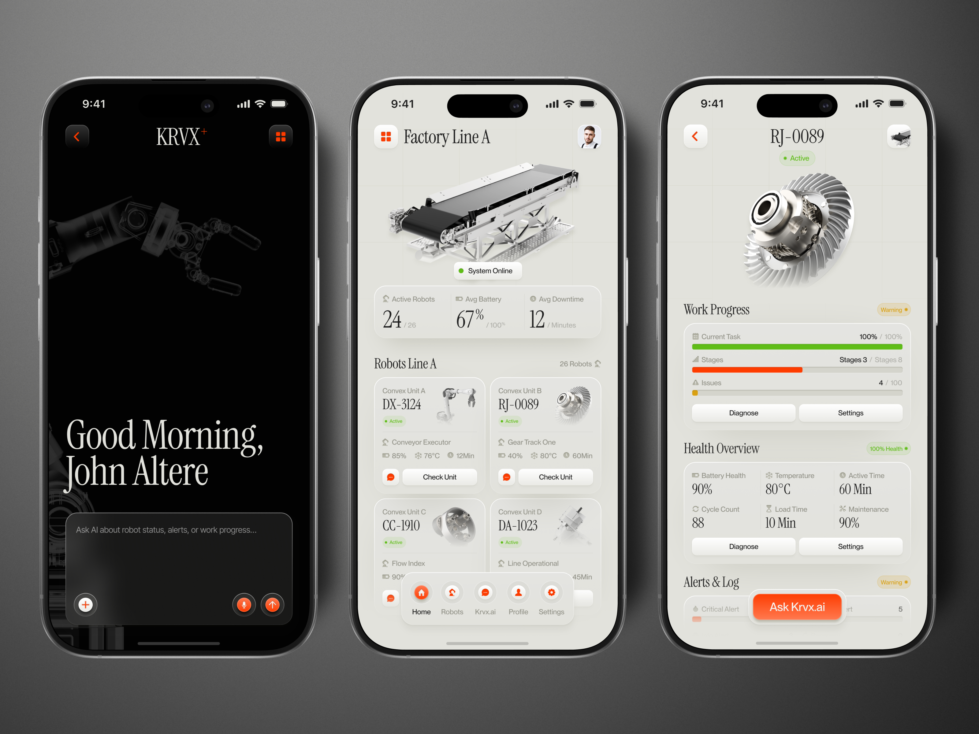 Example of Korvex.ai - AI Auto Manufacturing Factory Service Mobile App