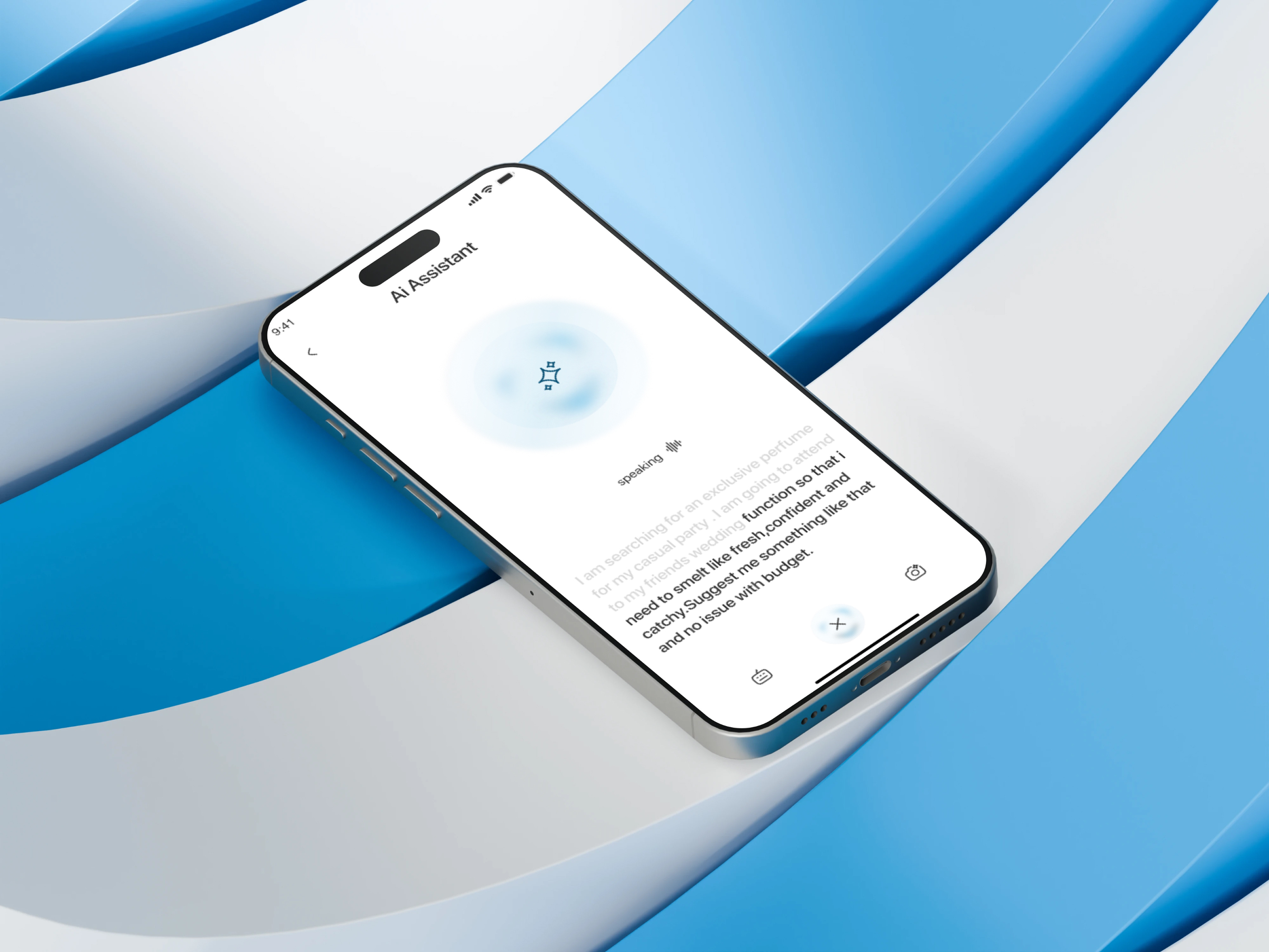 AI Assistant App UI accessibilitydesign ai aiapp aiassistant app creativeui digitalproductdesign glassmorphism liquidglass minimal mobileapp mobileappdesign productdesign ui usabilitydesign ux
