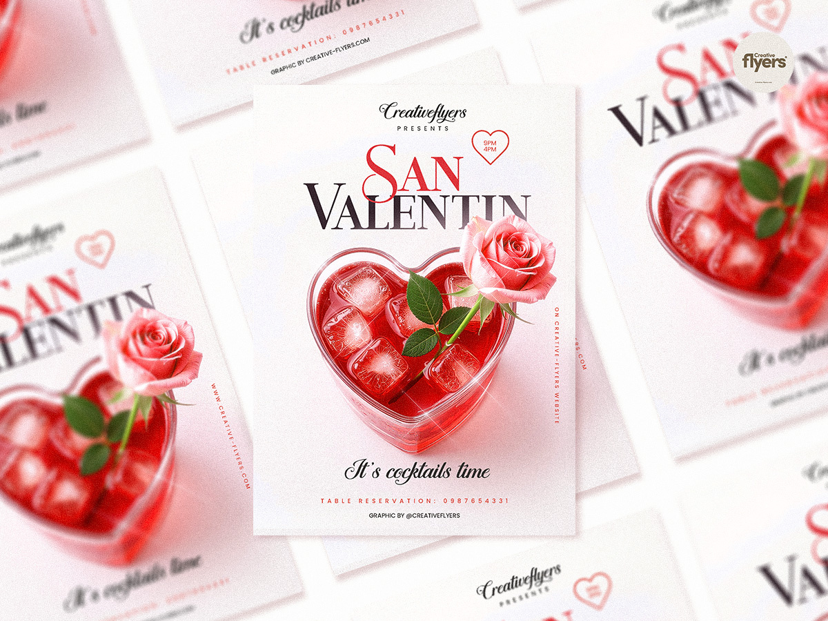 Valentine’s Cocktail Invitation PSD creative design flyer graphic design heart illustration invitation love card love cards photoshop psd flyer red card templates valentin valentine valentines day vday