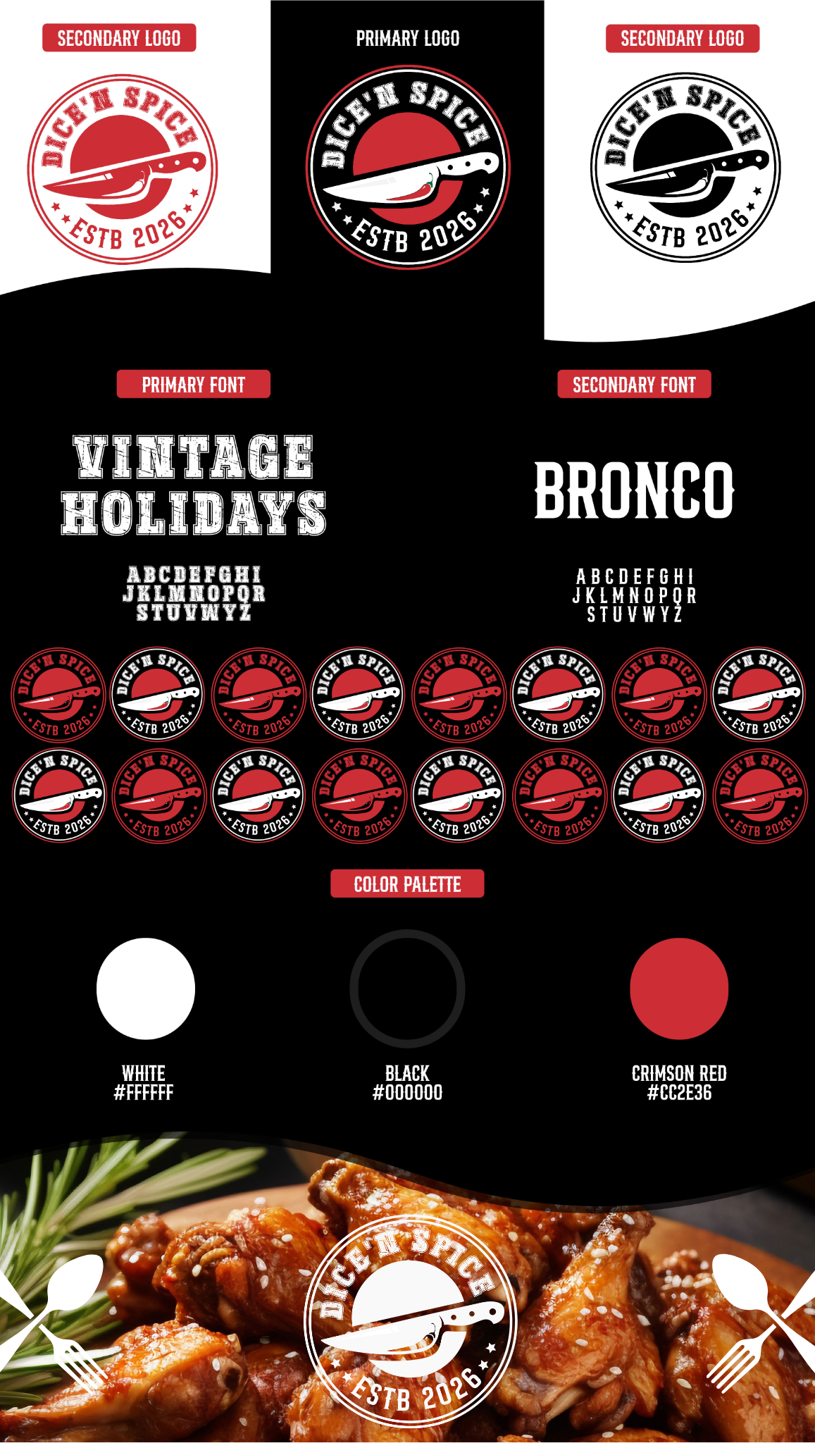 DICE'N SPICE BRAND MOOD BOARD brand guidelines brand mood board branding design food brand mood board graphic design illustration logo mood board packaging typography