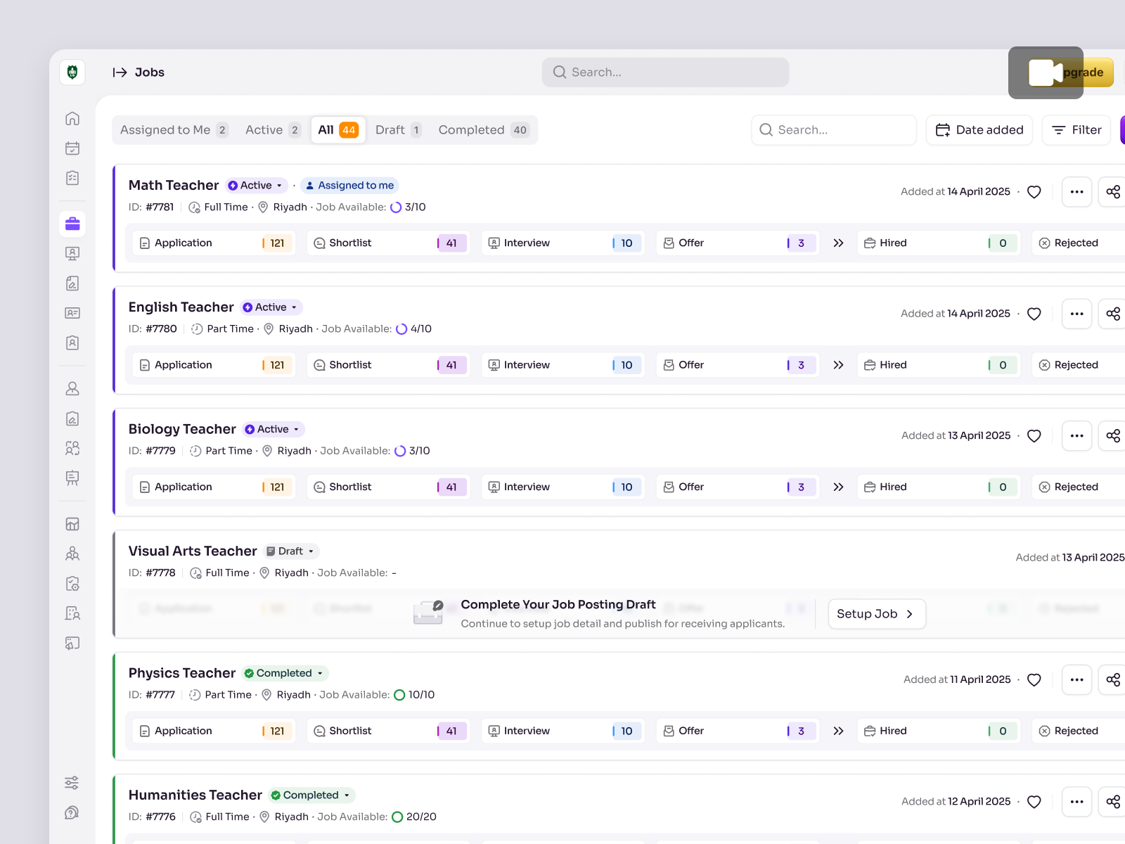 RecruitSmart — Job Creation Flow for School HR Systems animation candidate dashboard education employee hiring hr hr management hr system hrd hrm hrms human resource job product design saas saas design ui ux web app