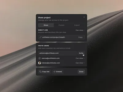 Share project — Untitled UI invite modal product design share share modal ui design