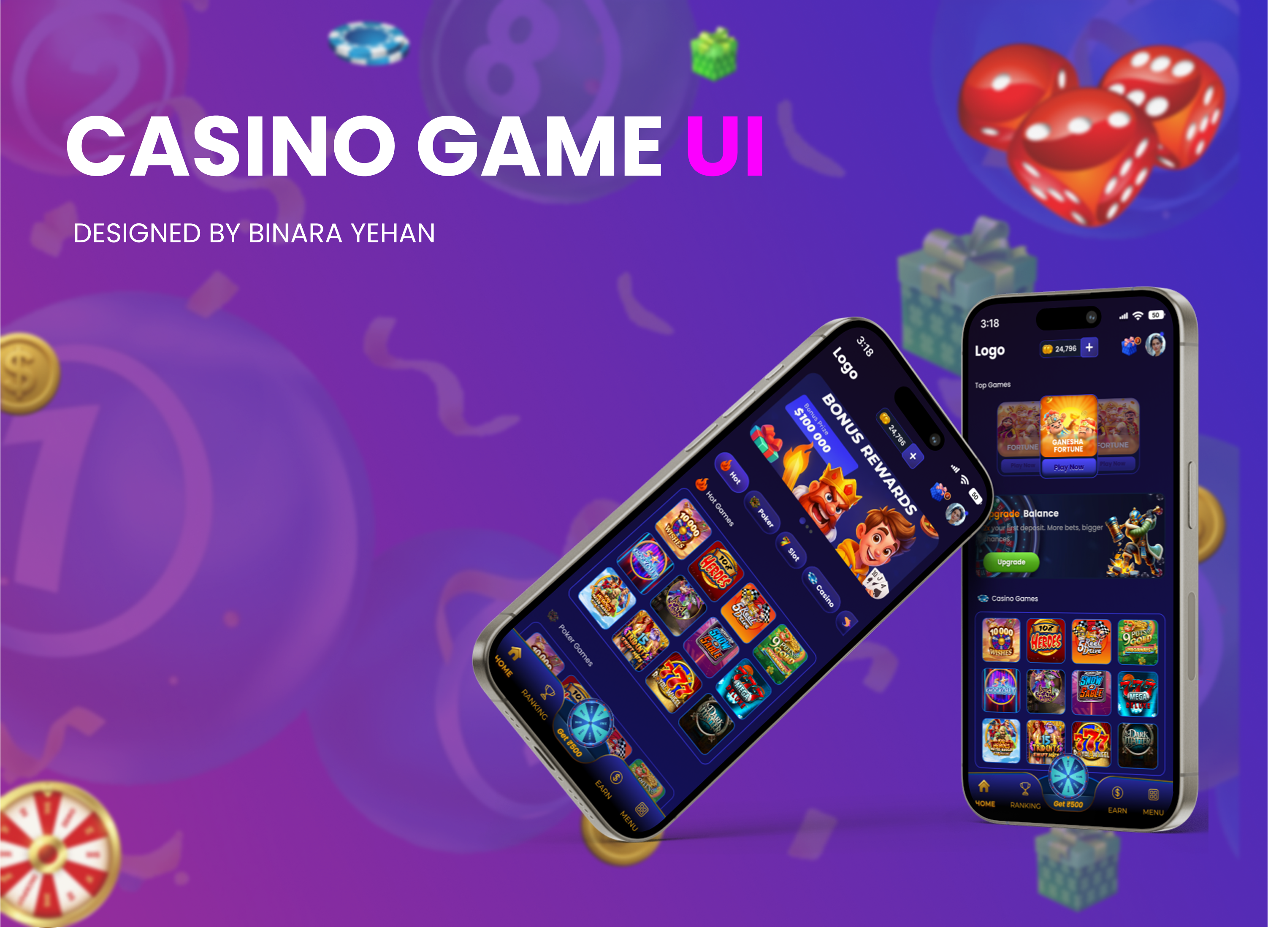 CASINO GAMING MOBILE UI DESIGN figma gaming typography ui ux