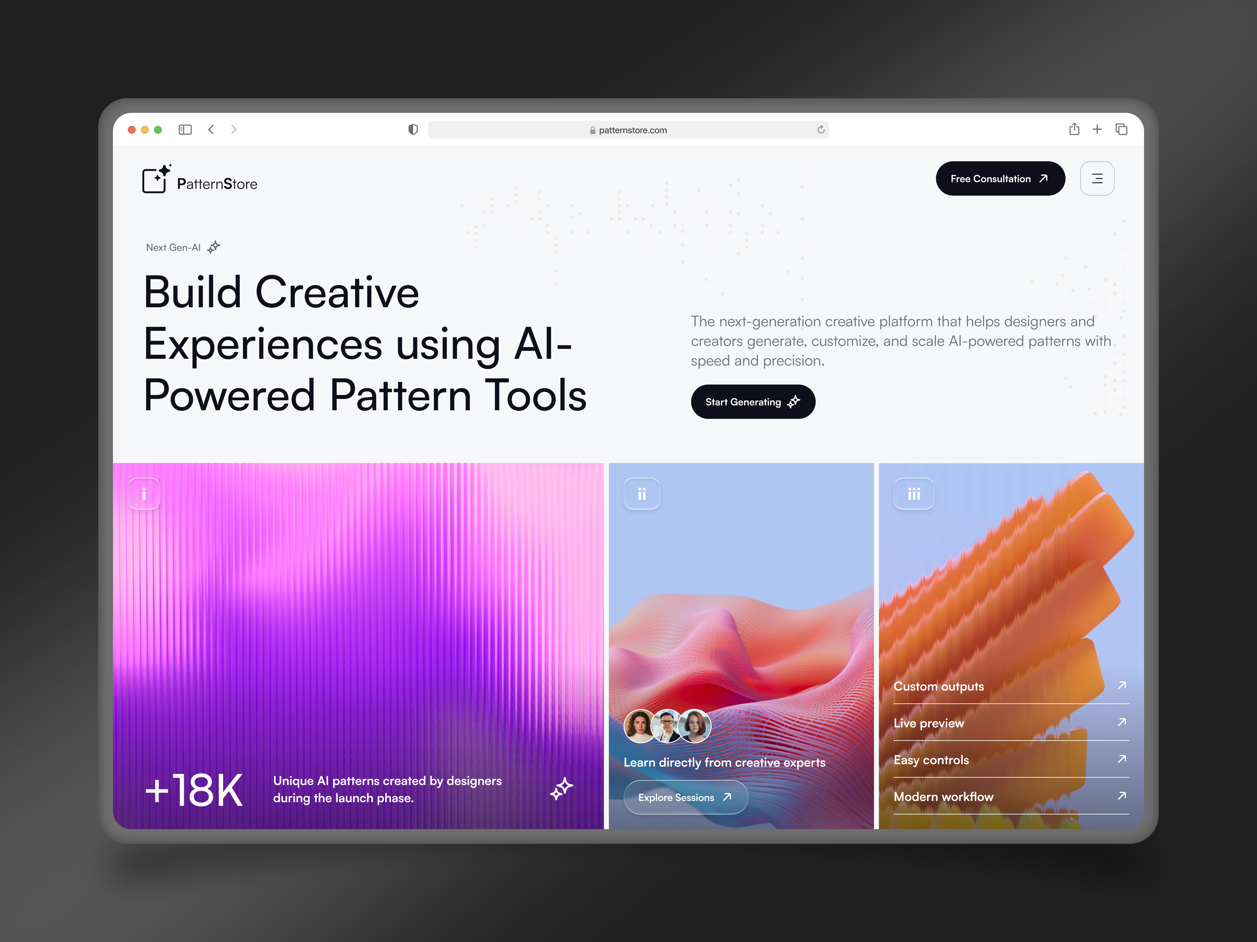 AI SaaS Landing Page – Vector Generator Responsive Design ai ai saas landing page ai tools ai ui design ai web design creative ai generator future ui trends futuristic design generative ai glassmorphism modern ui pattern generator responsive web design saas landing page saas ui web app