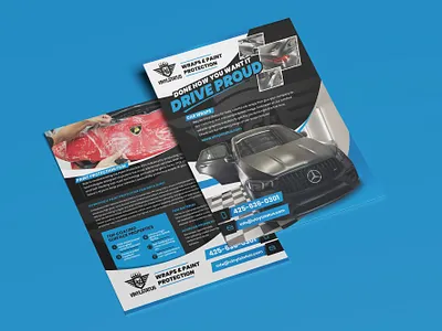 Car Wraps Service Leaflet — Promotional Print Marketing Design auto branding automotive service branding car wrapping clean creative customer engagement design graphic design layout design leaflet design marketing marketing collateral modern print print design print marketing professional promotional flyer