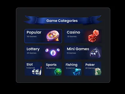 Sample Of Game Categories Section figma gaming ui ux