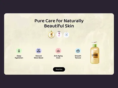 Skincare Product Landing Page Animation animation beauty cosmetics design ecommerce figma figmaanimation herosection interaction landingpage motion graphics motiondesign skincare ui uidesign uiux webdesign