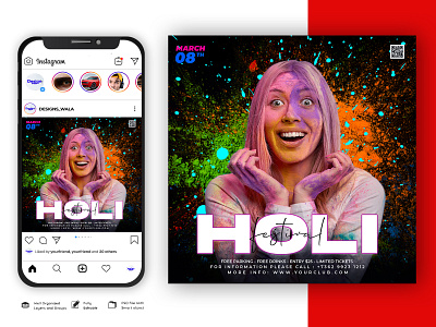 Holi Festival Social Media Posts Template india