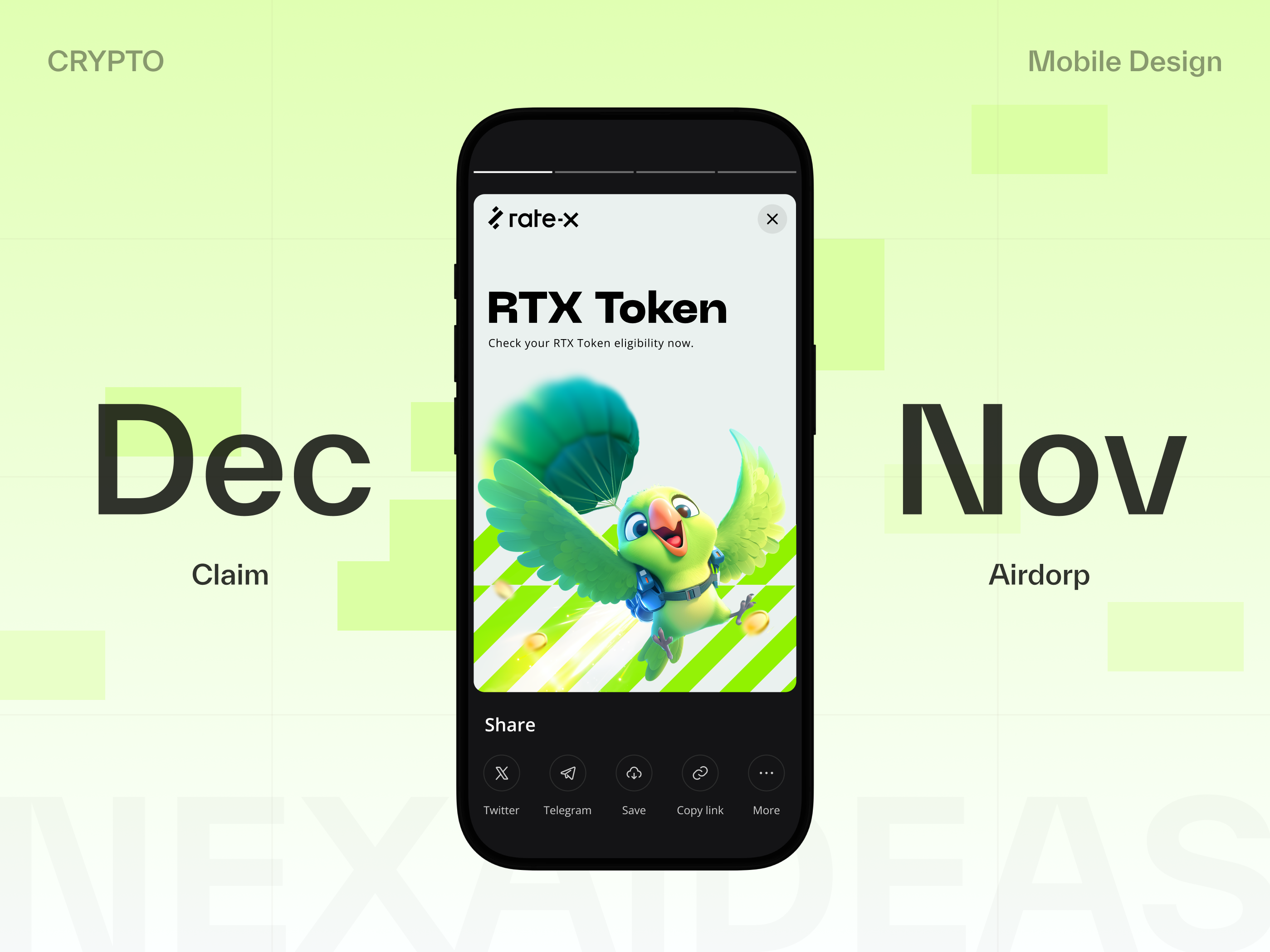 RateX - Social Posters Exploration ai，ui，ux，app crypto defi dex interaction memecoin mobile poster social trading web3