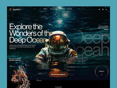 Deep Sea Research Landing Page 3d animation branding design figma graphic design illustration logo motion graphics ui uiux ux web design