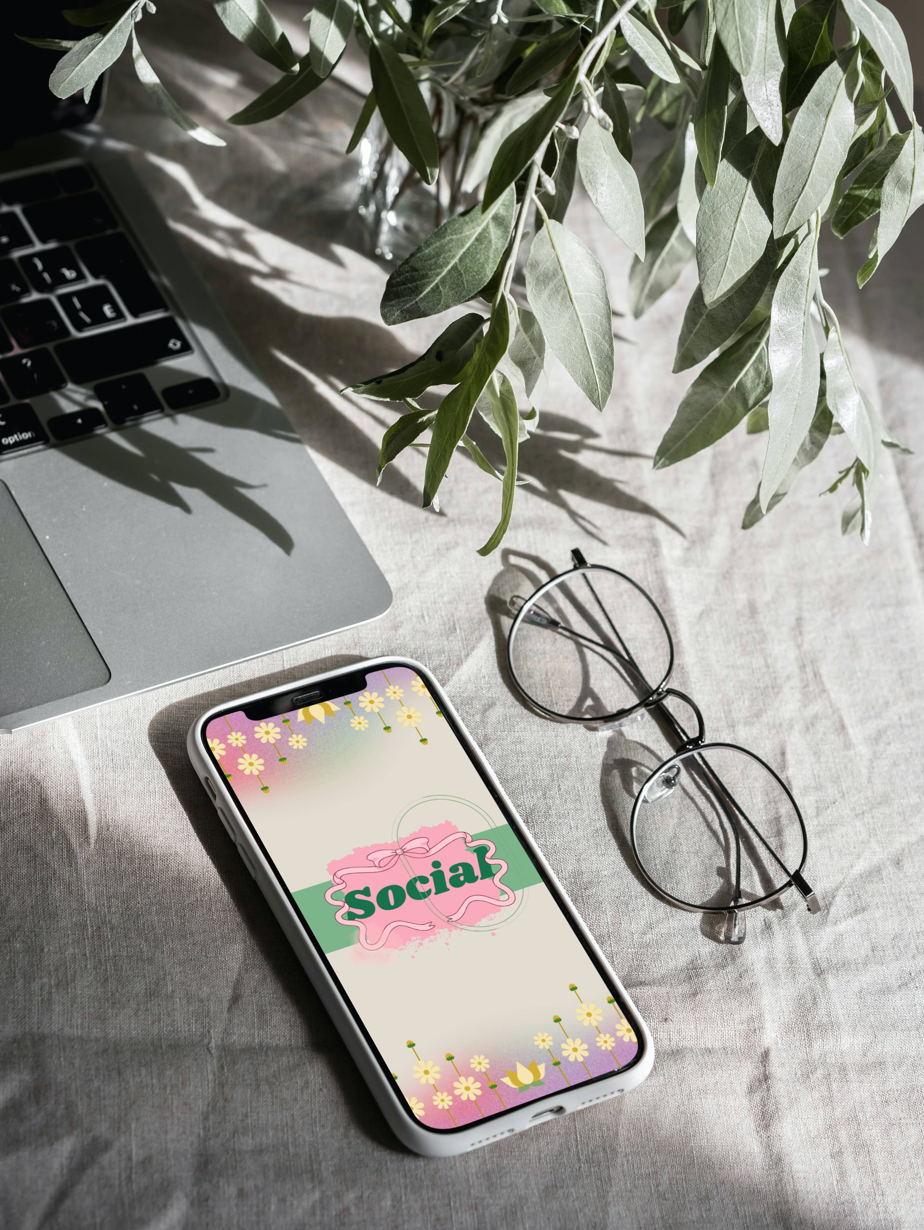 Floral Social Mobile Template graphic design interface logo mobile mockup socail media