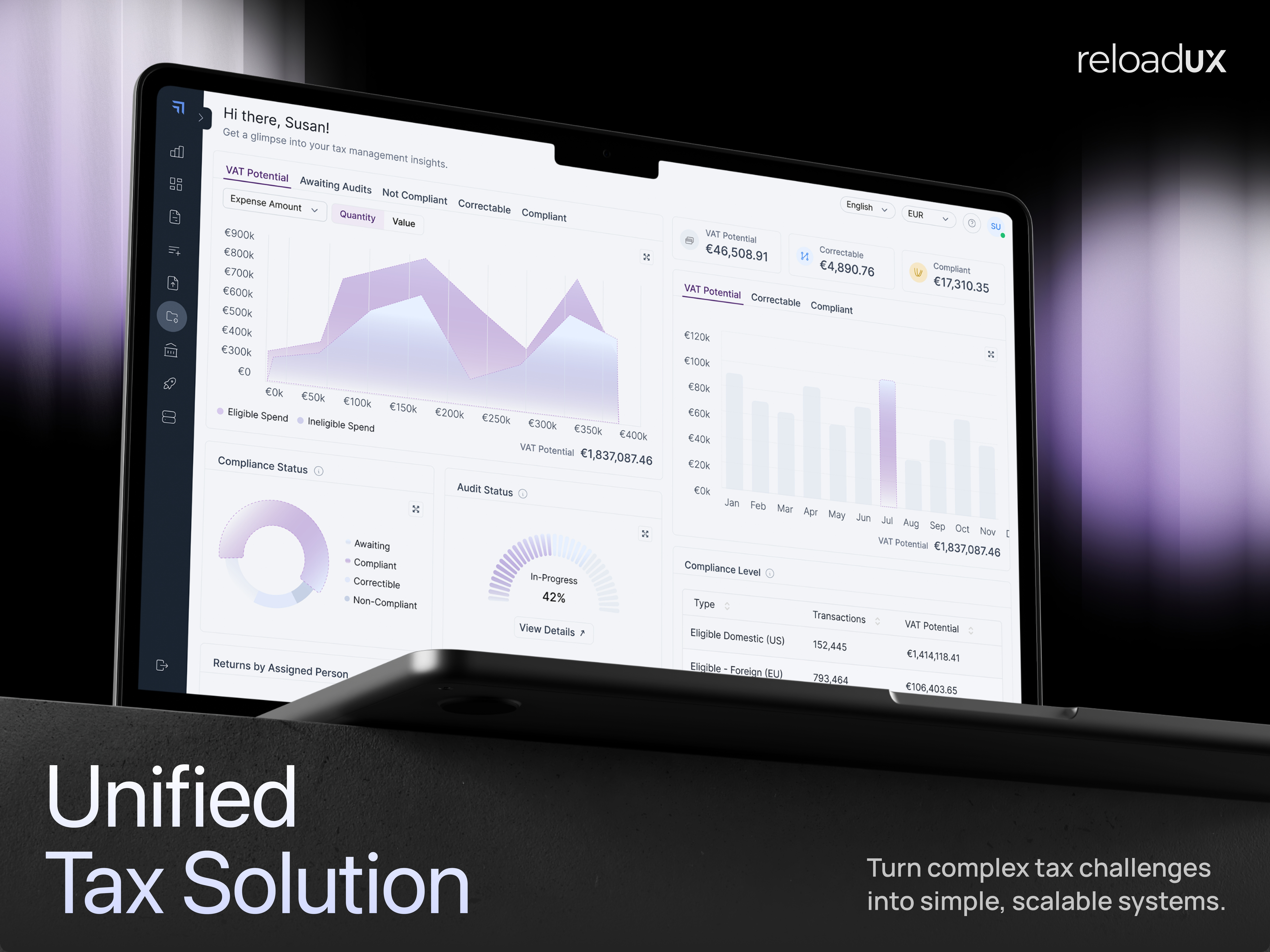 Advanced Tax Dashboard for VAT Calculation & Recovery Solutions account management dashboard accountant accounting design animation book keeping solutions branding calculator app finance dashboard graphic design income tax calculator revenue saas dashboard tax calculation tax recovery tax recovery design tax workflow ui ui ux design uiuxdesign vat calculation