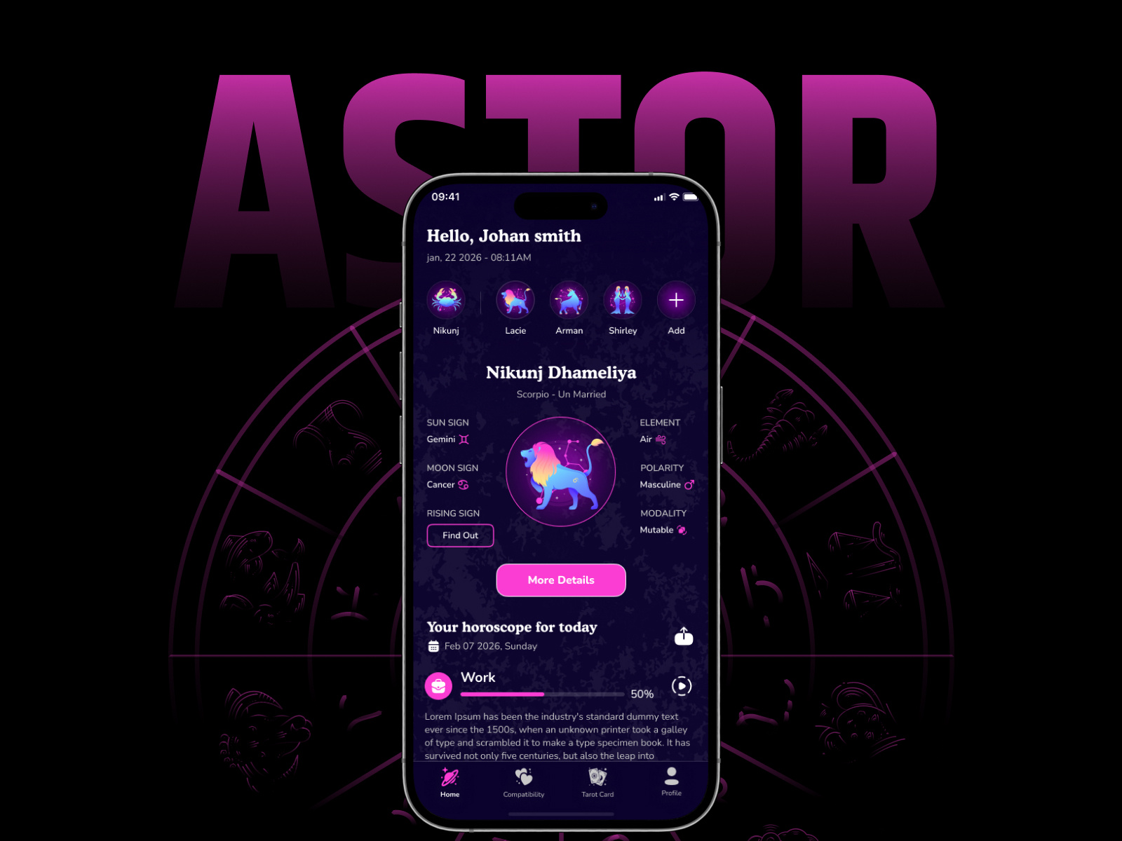 Astrology & Compatibility Mobile App UI | Apptechies android app design astrology app design compatibility app dark theme ui fintech style interface horoscope app interaction design ios app design mobile app development onboarding experience product design startup app development ui ui ux design user engagement design