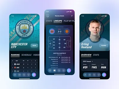 StriQ — Match Stats, Lineups & Club Profile App Inner Screens app ui app ux club ranking app dark mode app football app football ui design lineup screen ui live football app live score app match stats ui mobile app design panzestudio player profile ui premier league app real time scoring soccer app sports app ui sports dashboard sports mobile design ui ux design