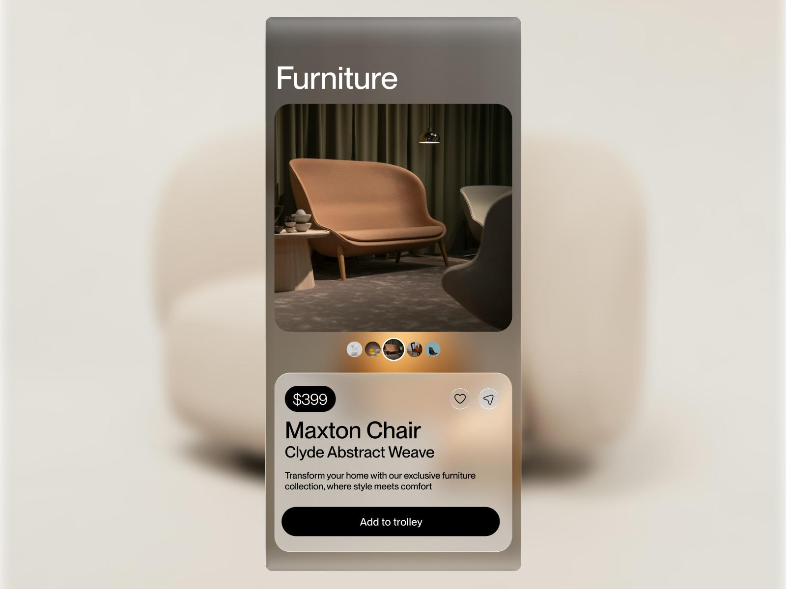 Furniture App Concept : Liquid Glass Inspired app app design design ui ui ux design ui design ux