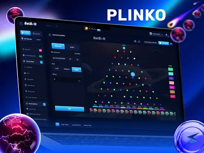 Plinko Casino Game – Modern Betting UI Design betting ui casino casino dashboard casino interface casino ui casino website dark mode design futuristic ui gambling website gaming dashboard interaction design mobile app online casino plinko plinko game product design space ui ui inspiration web app