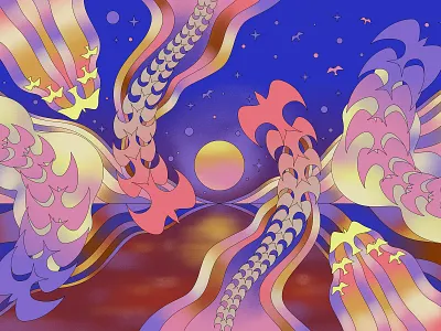 From genes to dynamics - The Transmitter cells color colour design editorial graphic illustration illustrator landscape psychedelic retro science shapes surreal texture vector