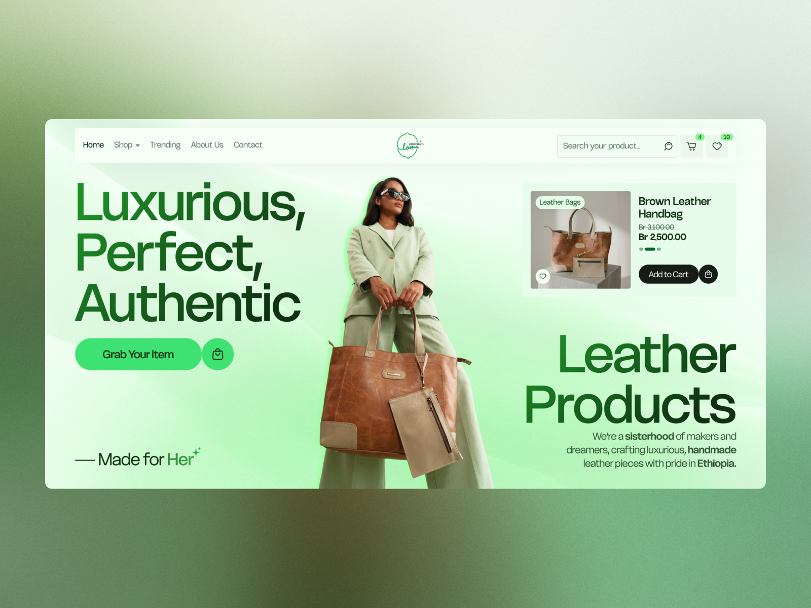 Leather Brand Ecommerce Web Design ecommerce figma ui uidesign web design website