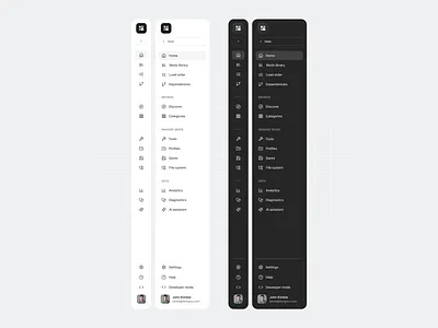 Sidebar navigation component dark mode menu navigation sidebar ui