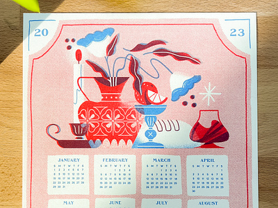 2023 Riso Calendar annual calendar calendar illustration riso riso print still life tolkien