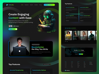 Paraphrasing website UI concept ai branding colorful creative dark ui design interface design landing page ui ui design ux website ui