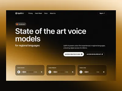 AI voice models for regional languages | Redesign ai bot ai platform ai saas ai tool ai voice b2b design system dubbing tool hero section homepage interface landing page language language learning product design redesign saas voice agent voice ai model web development