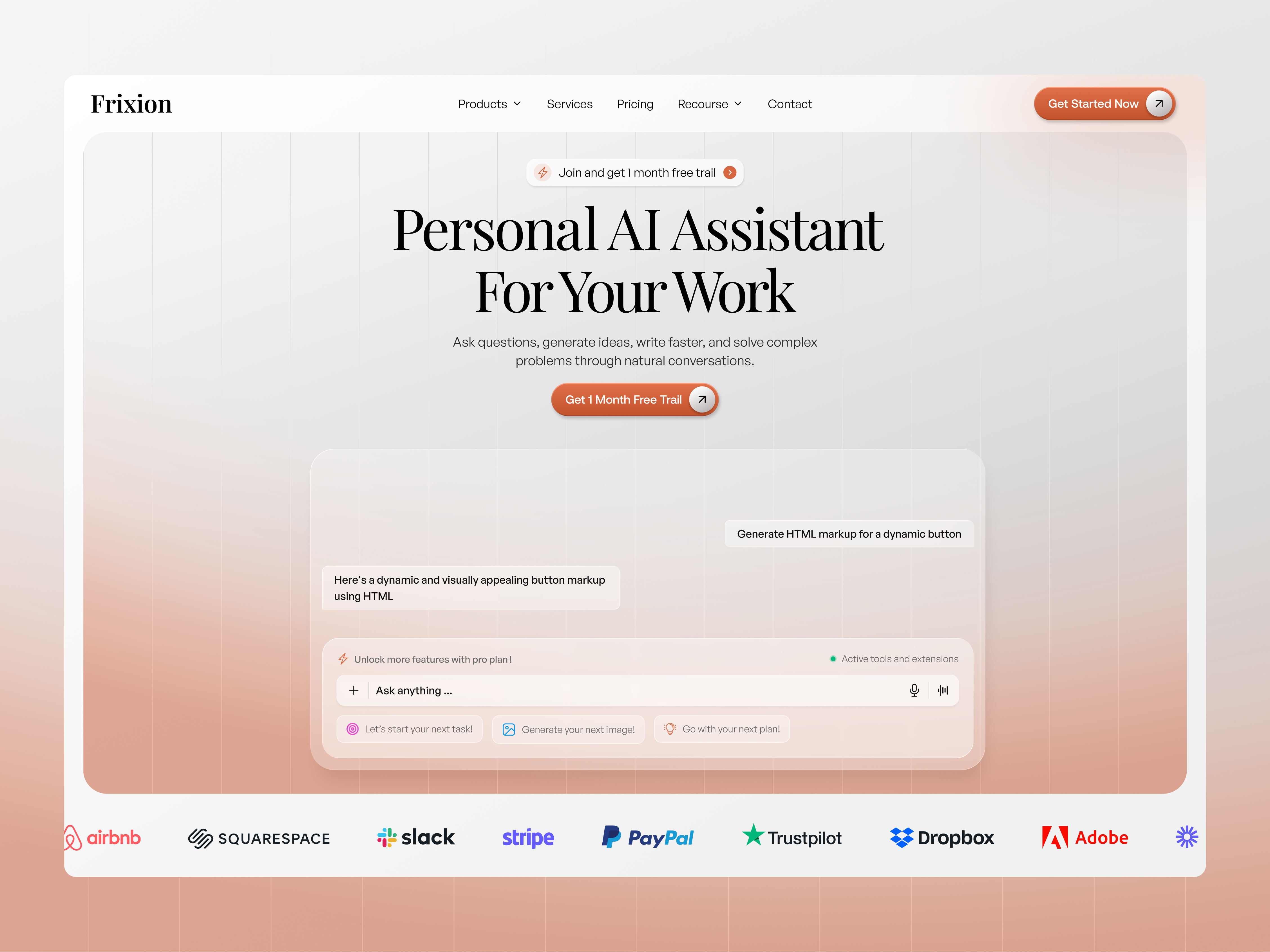 Frixion - AI Assistant Website ai ai assistant ai assistant website ai coding ai company ai powered design artificial intelligence assistant chatgpt code intelligence coding deepseek developer intelligent ai machinelearning programming web web design