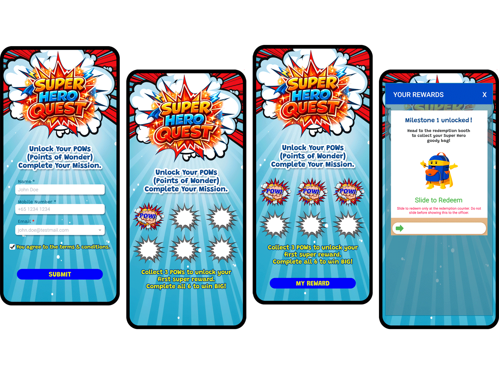 Super Hero Quest branding customer engagement gamification reward management stamp card super hero quest vouchermatic