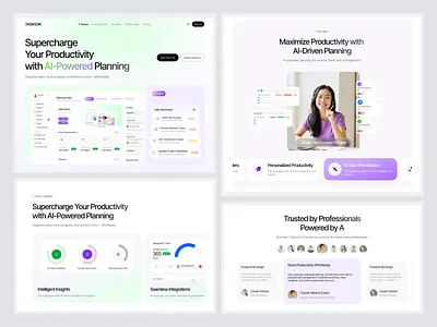 AI-Powered Task Management UI interface product saas service startup ui ux web