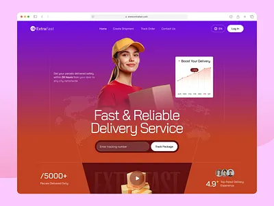 Shipping | Delivery Landing Page animated landing page business website clean customer delivery delivery app delivery service delivery tracking driver landing page logistics website product design responsive sass shipment shipping thumbnail trucking uiux webflow