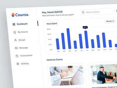 Coursa - Online Course Dashboard clean course dashboard dashboard ui ecourse edtech education learning minimalist modern online course online course dashboard simple ui uitrend uiux ux web webapp website
