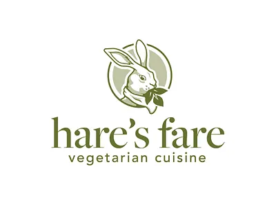 Hare's Fare Vegetarian Cuisine animal branding bunny business cards culinary custom design graphic design identity illustration logo logo design realistic typography vector website design