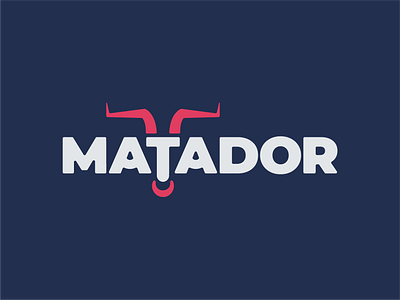 Matador Logo bold bull geometric heavy horn logo ring rounded wordmark
