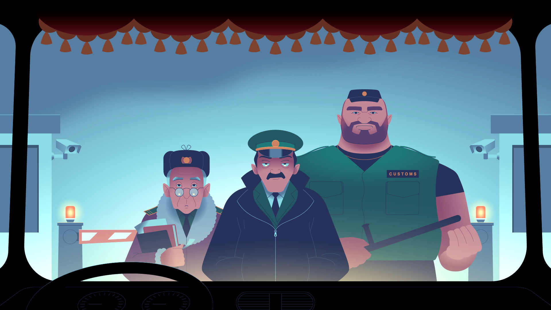 Customs border character customs illustration police truck