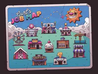 Gurt's Job Map character flat gradient illustration illustrator minimal simple