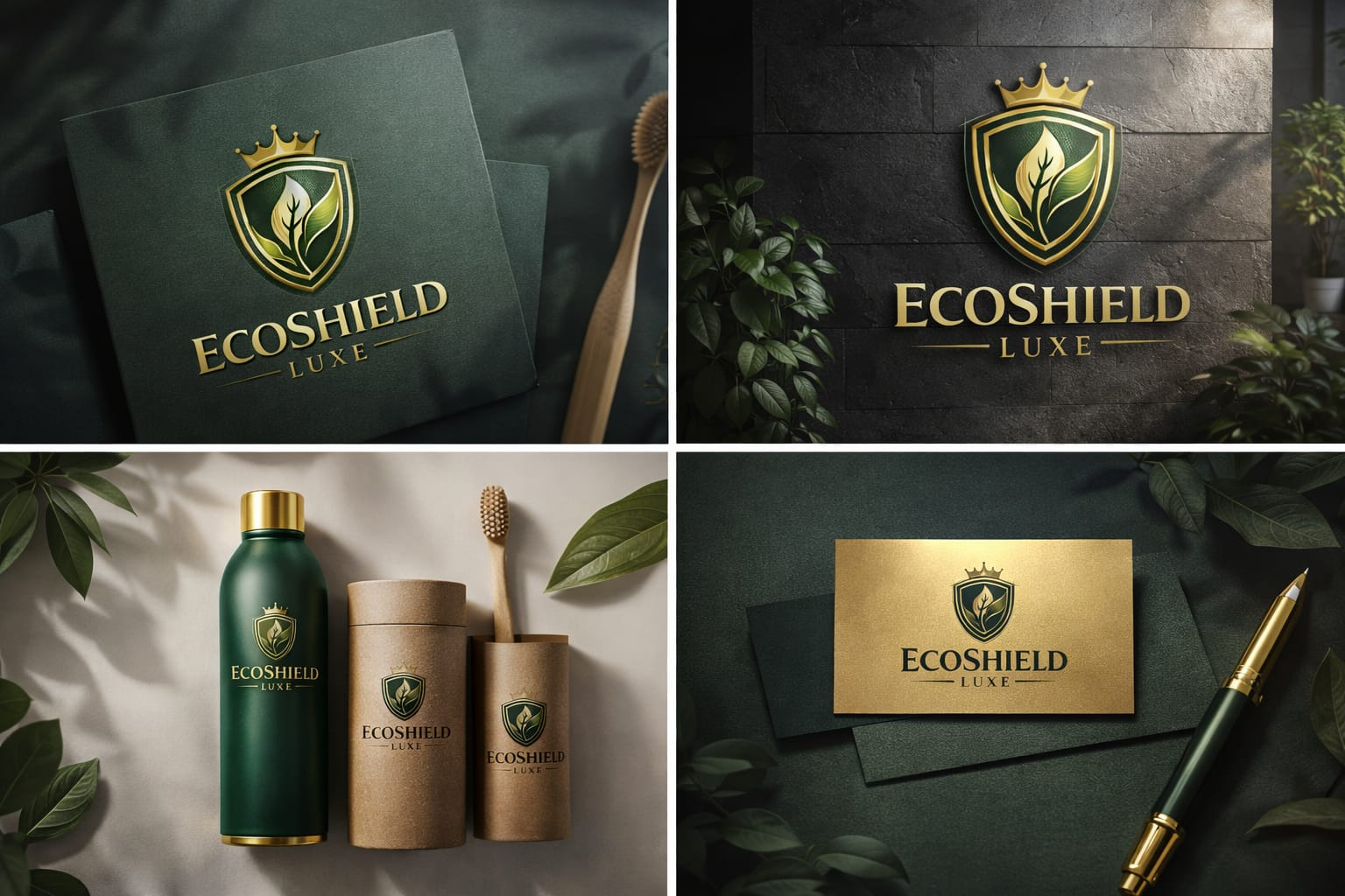EcoShield Luxe – Premium Eco Protection Brand Logo Design 3d branding branding case study crown logo concept eco friendly brand identity eco logo design gold and green logo graphic design green branding logo luxury brand logo mfdesignzone modern corporate logo nature protection logo premium logo design professional logo showcase shield logo startup branding design